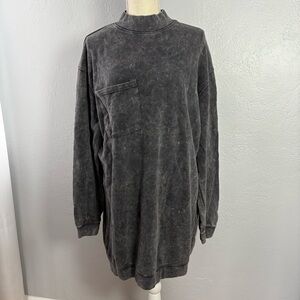 Women’s grey long sleeve high neck oversized comfy short dress